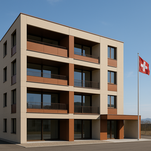 Fassade mit Sand-Beige-Grundton und Copper-Beech-Akzenten – Pitturama Malergeschäft GmbH